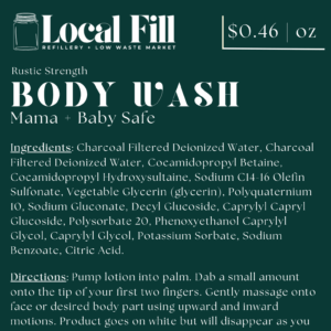 Local Fill Mama Baby Safe Body Wash Label