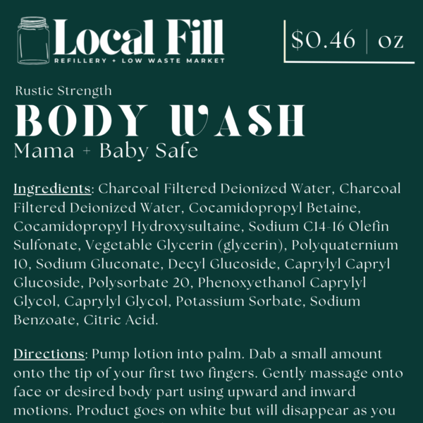 Local Fill Mama Baby Safe Body Wash Label