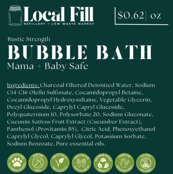 Eco-friendly bubble bath, safe for mom and baby.