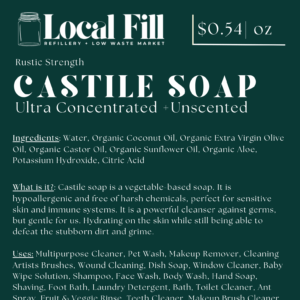 Local Fill Castile Soap, eco-friendly multi-use cleaner.