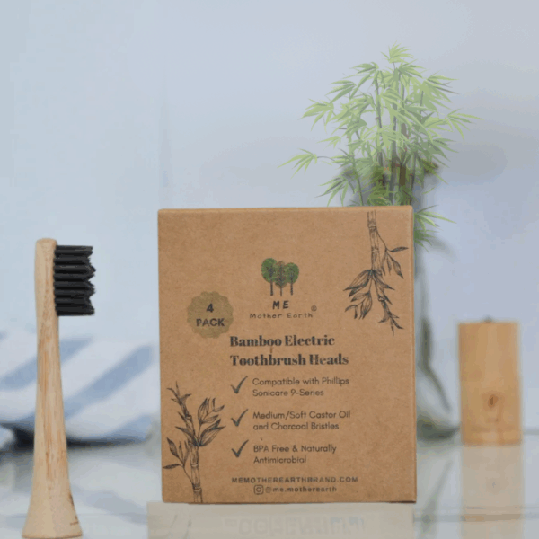 bamboo electric toothbrush heads – 4 pack | philips sonicare compatible
