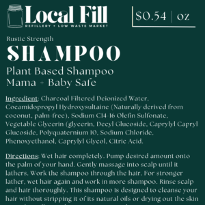 Plant-based shampoo, mama and baby safe, $0.54/oz.