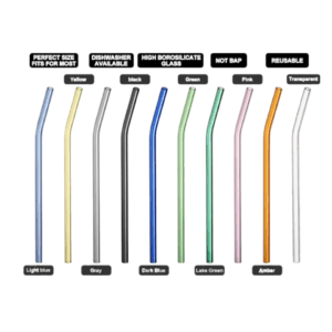 glass drinking straw | bent neck – multiple colors