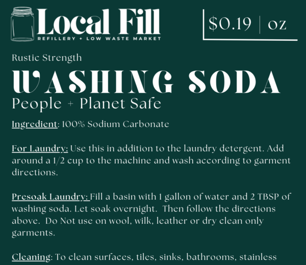 Washing Soda – 100% Sodium Carbonate – Refillable Cleaning Booster